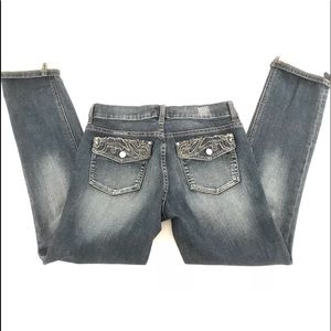 Miss Me Skinny Fleur De Lis Jeans Womens 28x32